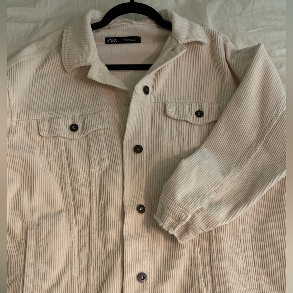 Beige corduroy button up jacket